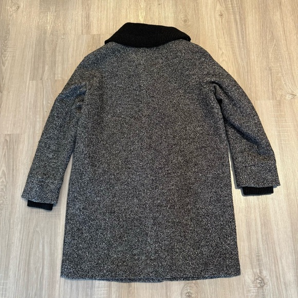 COPY - vince women’s coat size L black gray full zip wool blend lamb leather - Picture 4 of 12